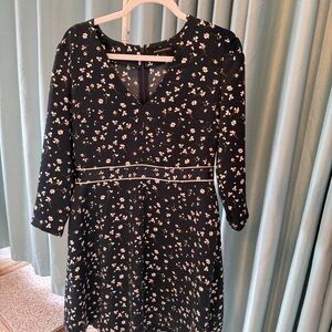 Banana Republic Navy Dress with White and Red Floral Pattern